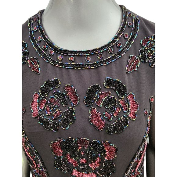 Needle & Thread Black Sequin Blouse Top Beaded Metallic Embellished Sleeveless 6 - Picture 3 of 8